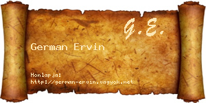 German Ervin névjegykártya